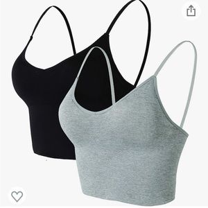 Seamless Sports Bra 2 Pcs Crop Top Bra Wirefree Bra Removable Pads